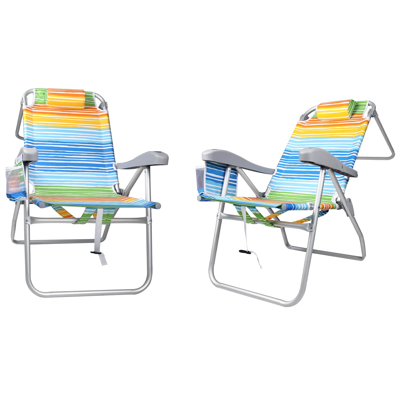 LEMBERI Backpack Beach Chairs for Adults,1/2 Pack Folding Heavy Duty Camping Chair with Large Pockets and Cup Holder (2, High Back Colorful) similar