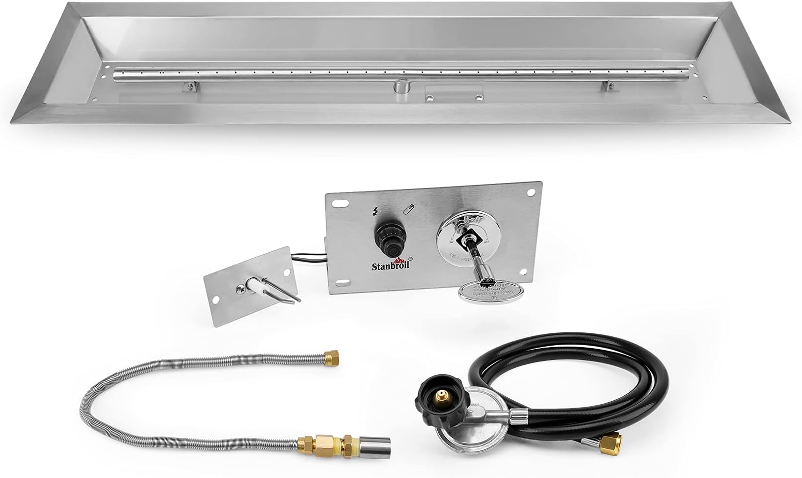 Stanbroil 36 x 6 Inch Linear Fire Pit Kit with Spark Ignition Kits, 304 Stainless Steel Propane Gas Firepit Insert for Outdoor DIY Firepit Project - Propane Gas Version