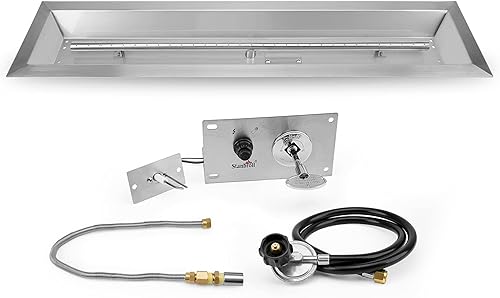 Stanbroil Quemador lineal de 36 x 6 pulgadas, fogata de gas propano con kits de encendido por chispa, inserto de mesa de acero inoxidable para