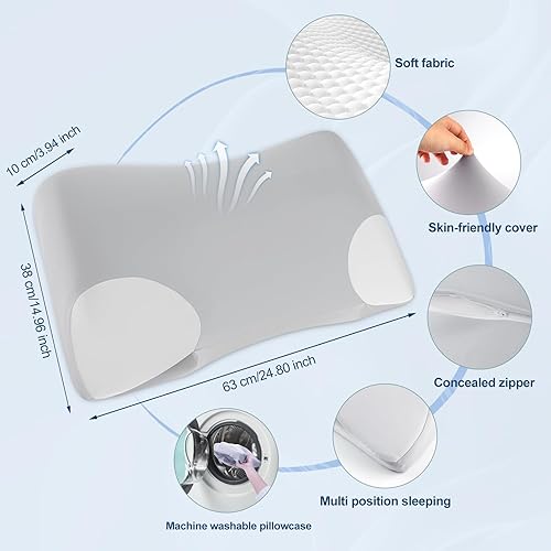 Miniatura 2 de Hotodeal Almohada CPAP, almohadas CPAP de espuma viscoelástica para personas que duermen de lado, almohada cervical CPAP para aliviar el dolor de