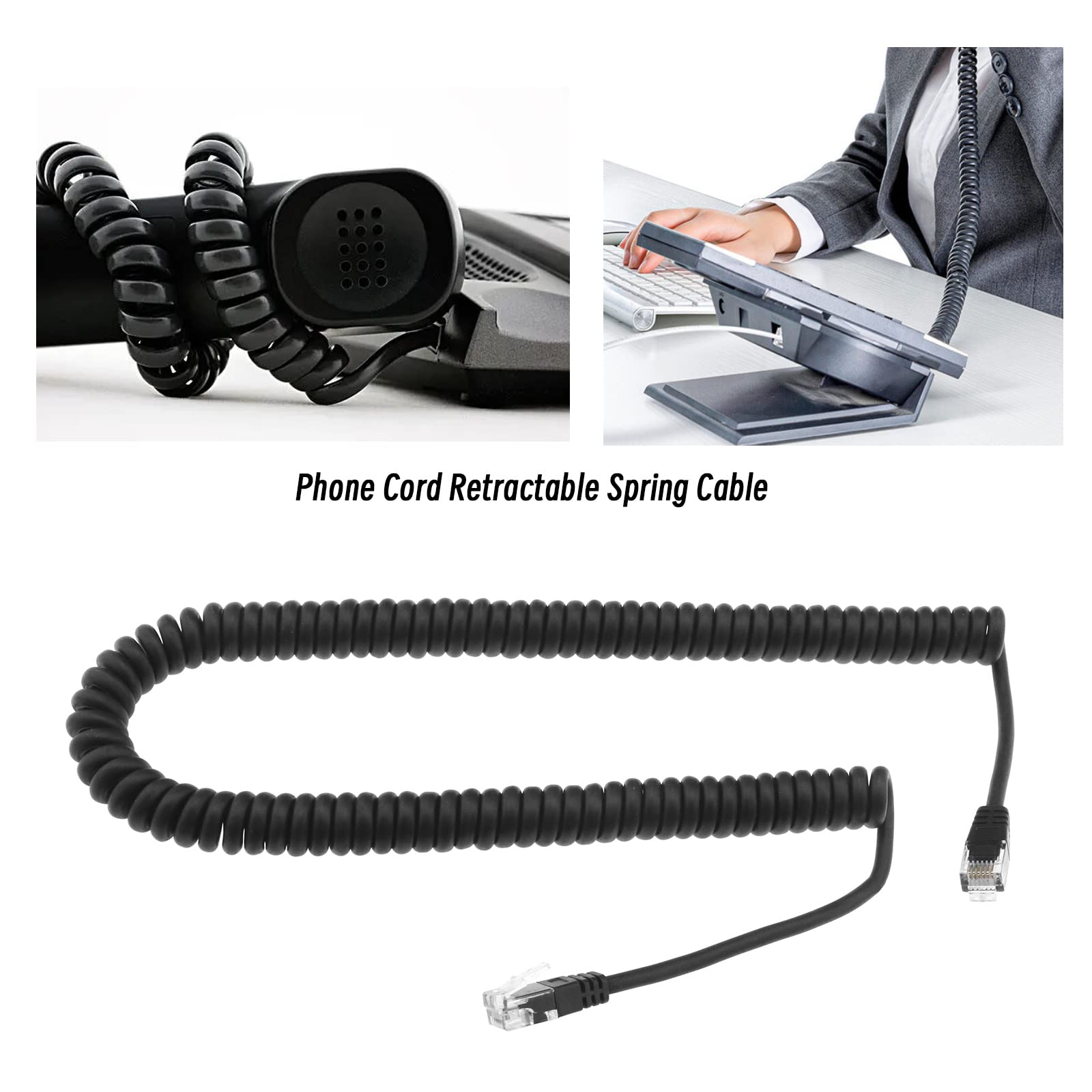 EMSea RJ12 6P6C męski na męski przewód telefoniczny prosty kabel przewodowy chowany kabel sprężynowy akcesoria do linii telefonicznych linii faksowych linii drukarskich