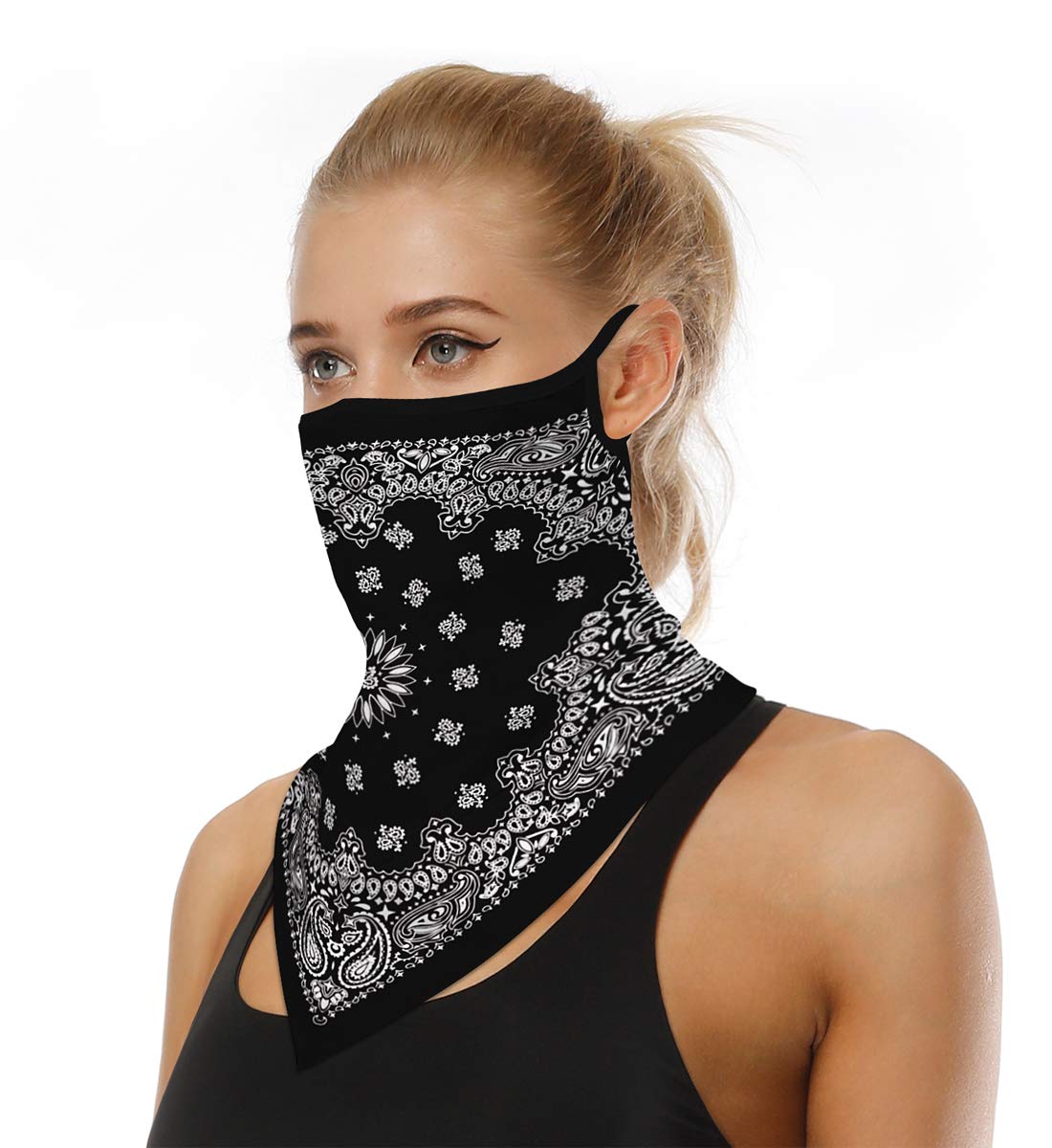 Kyerivs Face Mask Reusable Washable Cloth Bandanas Women Men Neck Gaiter Cover Ear Loops