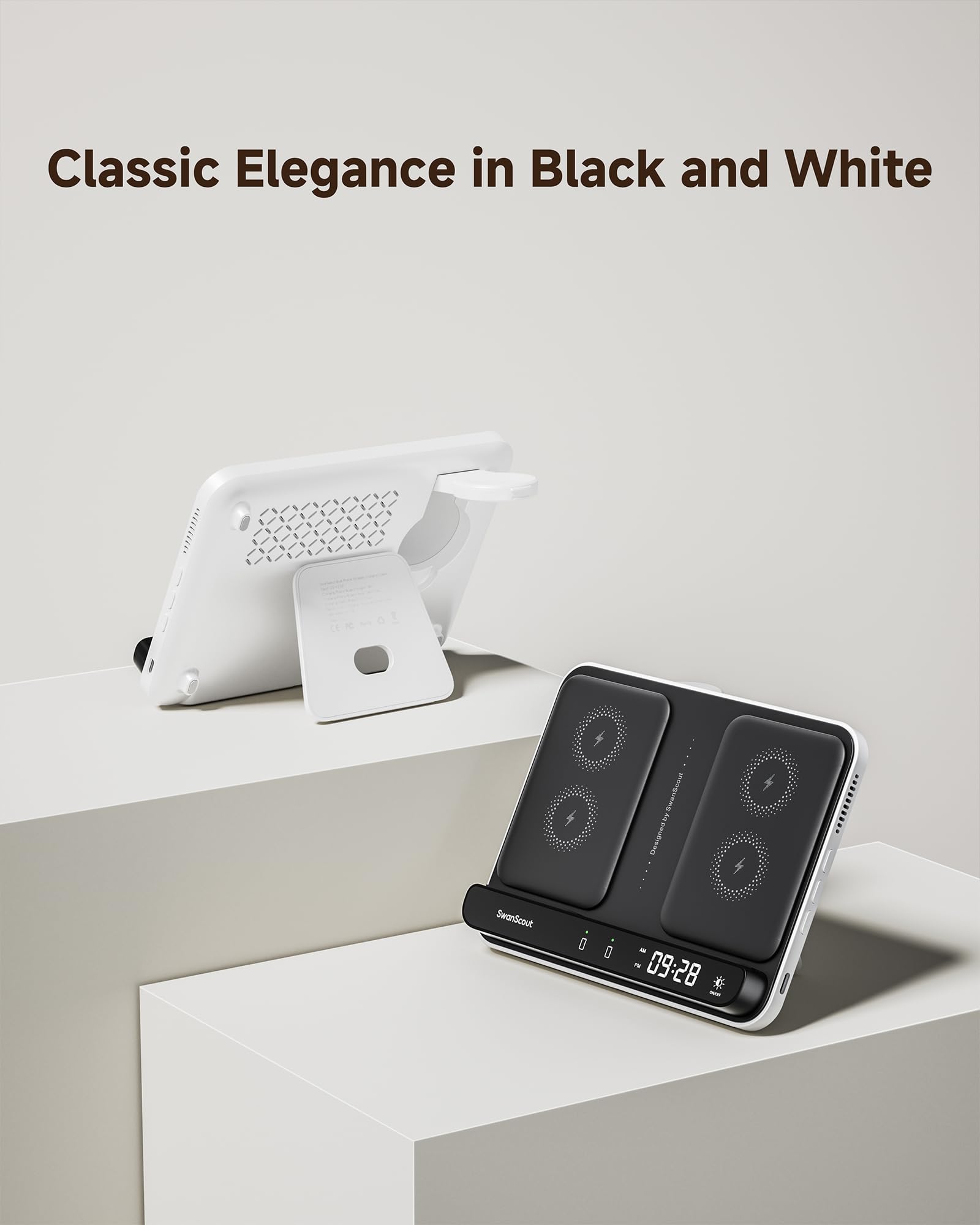 Bezprzewodowa Ładowarka do Samsung, Podwójna Stacja Ładująca Indukcyjna do Samsung Galaxy S25/S24/S23/S22/S21/Z Flip 7/Z Fold 6, Galaxy Watch 8/8 Classic/7/Ultra/6/5/4, SwanScout 710S