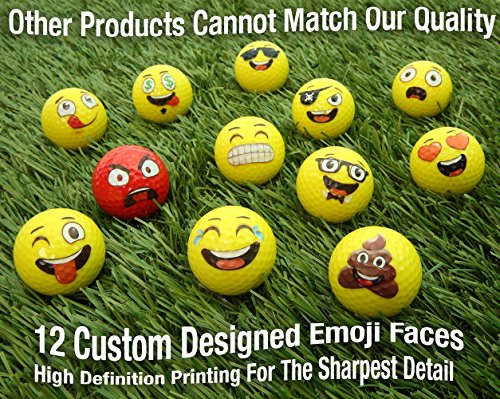 Oji-Emoji Premium Emoji Golf Balls, Unique Professional Practice Golf Balls, 12-Pack Emoji Golfer Novelty Golf Gift For All Golfers, Fun Golf Gifts For Men, Dads, Women, Kids, Golf Accessories #TOP4
