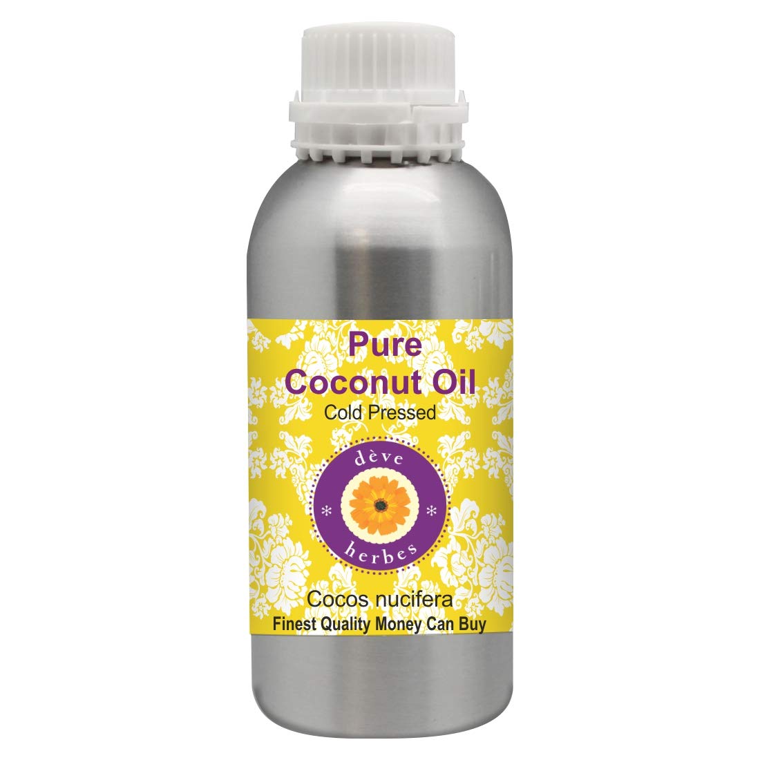 dève herbes Olio di cocco puro di (Cocos nucifera) 100% naturale grado terapeutico pressato a freddo 630ml (21.3 oz)