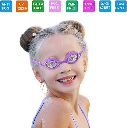 Miniatura 2 de RUIGAO Kids Swim Goggles Age 2-6, Toddler Goggles No Tangle,Toddler Swim Goggles Padded Strap