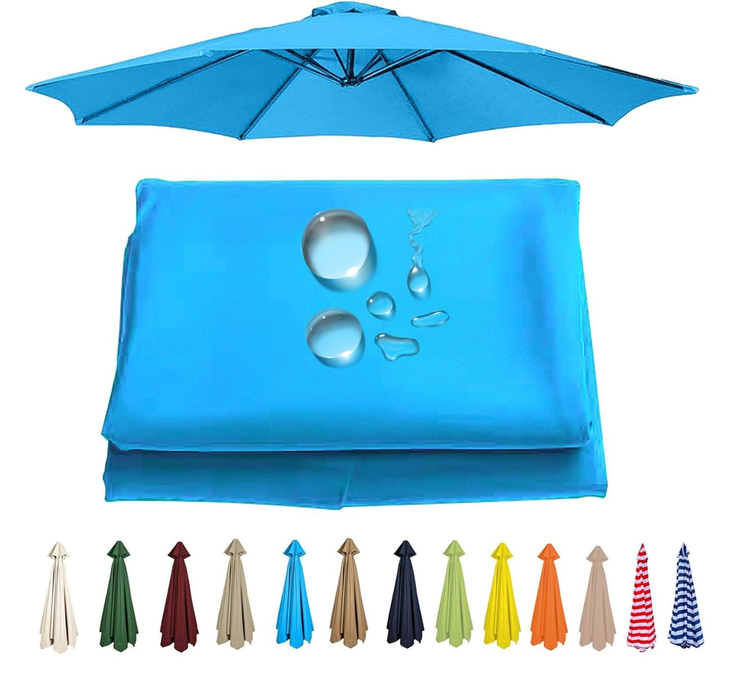 Uwobtn Unisex B8 Replacement Parasol Canopy 2.5M 3.0M 3.5M, For Patio Deck Balcony Pool Garden Outdoor Waterproof Umbrella Replacement Fabric 6/8 Arms Sunshade Umbrella Cloth(,8Ribs 300Cm/9.8Ft)