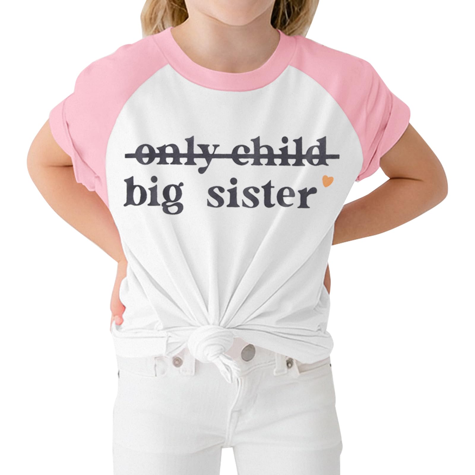 CM C&M WODRO Big Sister Toddler Shirt Only Child Promoted to Big Sister Announcement T-Shirt Gift Little Girl Sibling Outfit (Light Pink, 3-4T)