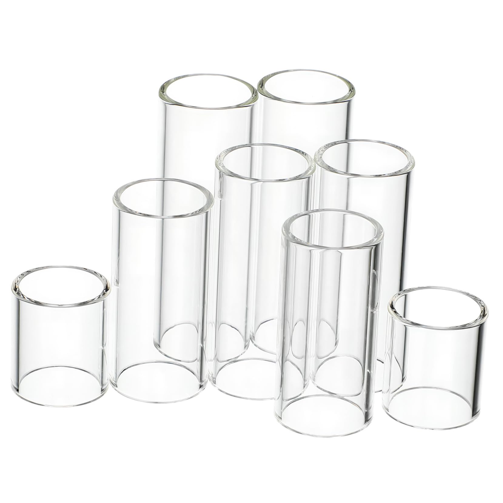 HEMOTON Acoustic Guitar Accessories 8pcs Glass Slides Guitar Slide Rings Finger Protectors