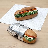 Vista 5 de Restaurantware Foil Lux - Envolturas para sándwich de 12 x 12 pulgadas, 500 revestimientos aislados para cestas de alimentos, papel de periódico