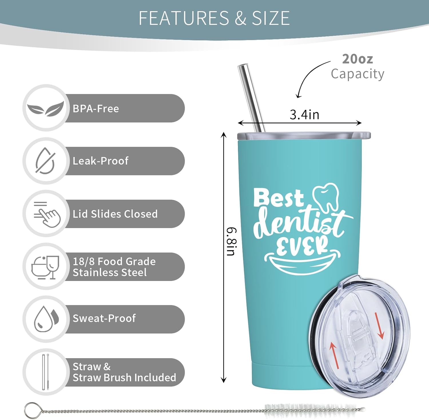 Dentist Christmas Gifts for Women, Best Dentist Gifts, Dentists Appreciation Gift, Dental Gift for Coworker, Funny Dentists Tumbler 20 oz Stainless Steel - Image 2