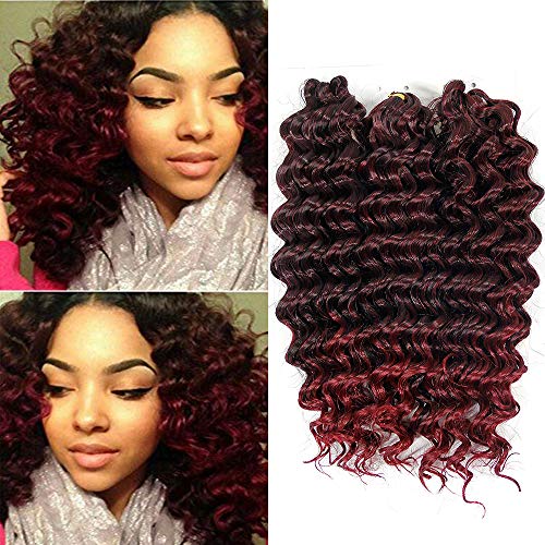 Deep Wave Crochet Braids Hair Deep Twist Braiding Hair Extension Ombre Short Hair Synthetic Hair (1B-bug 3Piece)