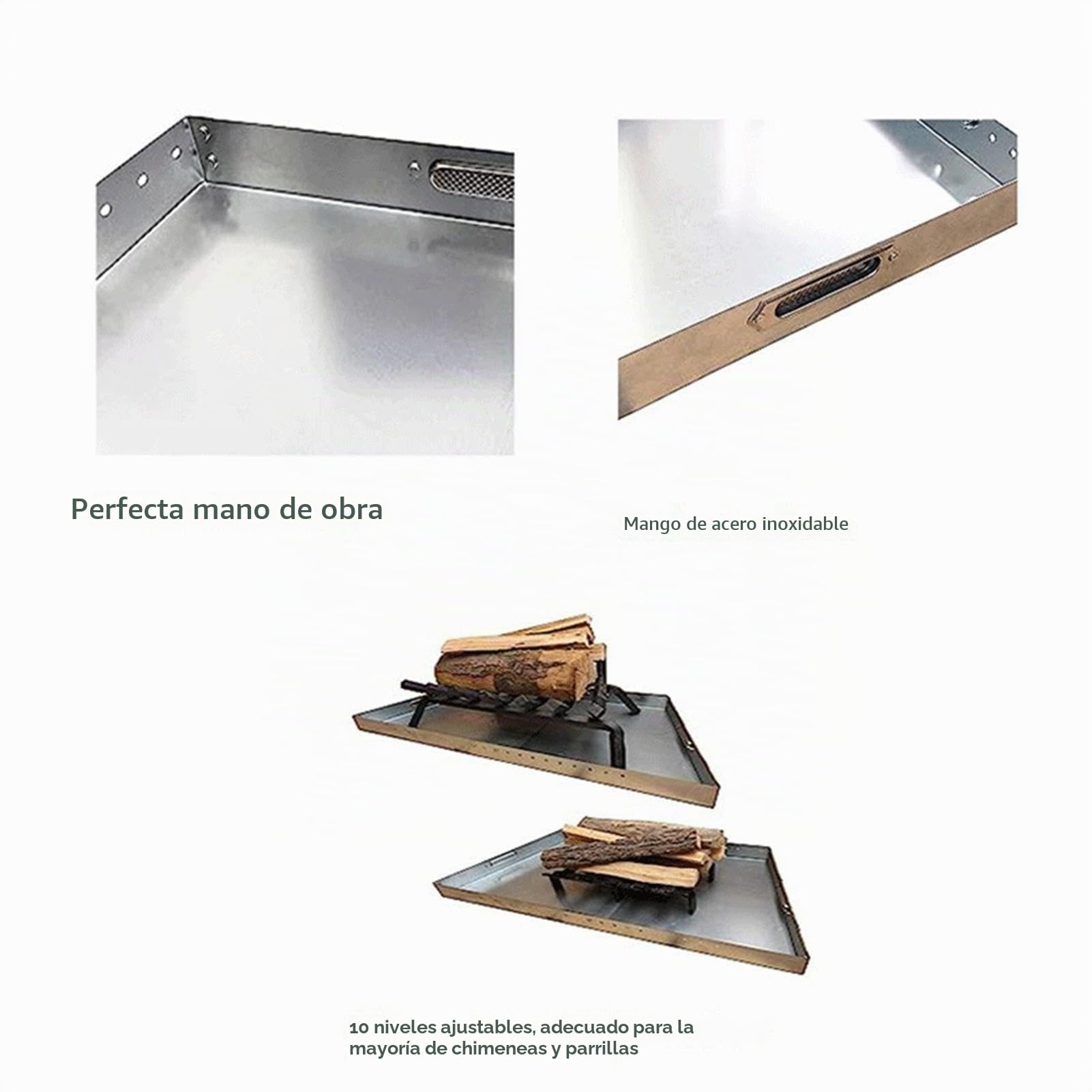 Bandeja Galvanizada para Chimenea - Cenicero Extensible Cenicero para Recoger Cenizas y Ascuas