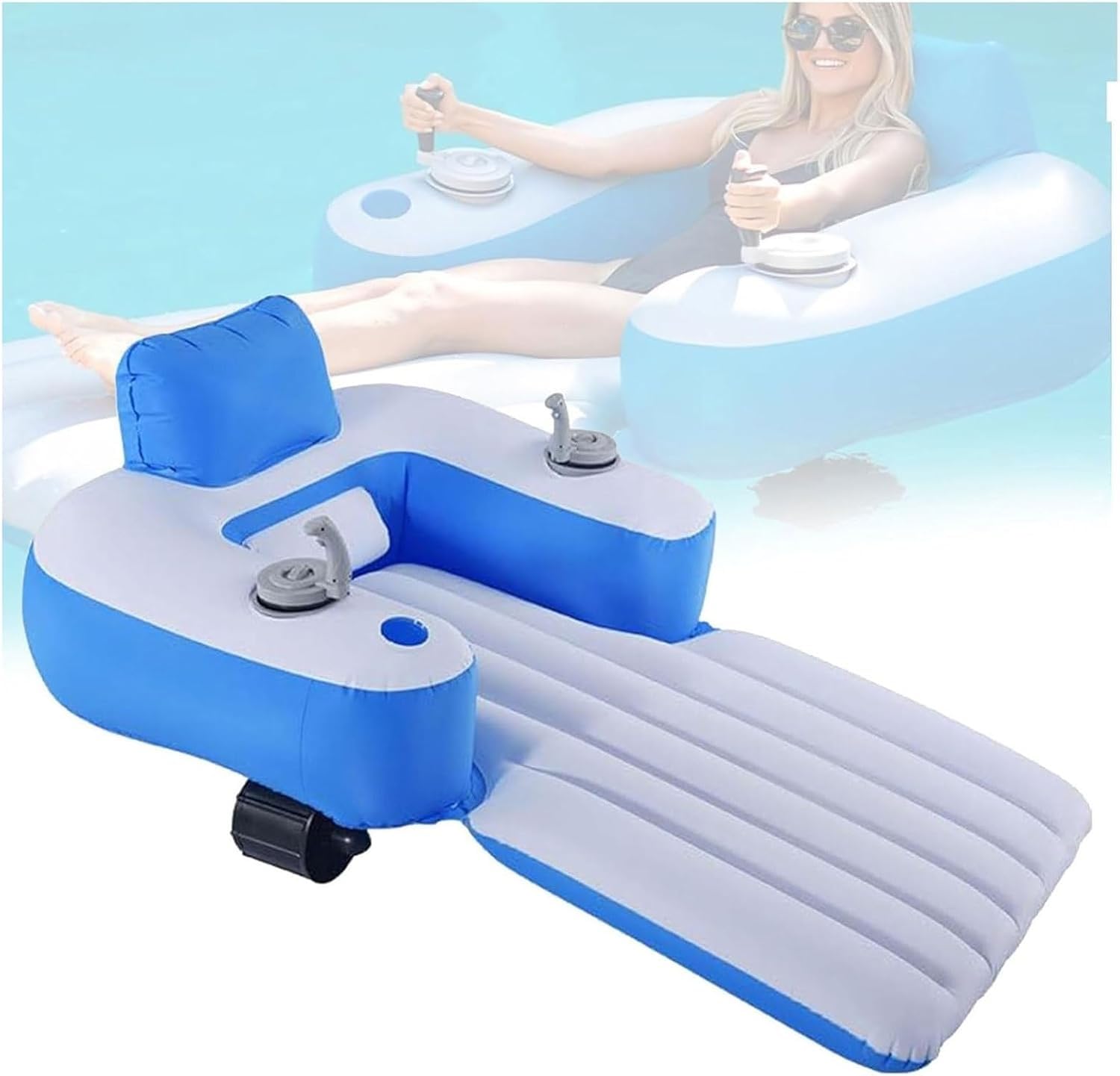 Flotador De Piscina Motorizado Eléctrico, Tumbona Motorizada Recargable con Propulsor Giratorio 360° Y Diseño Rociador Agua, Hinchable para Tomar El Sol
