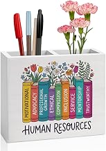 Human Resources Office Decor HR Office Decoration Human Resources Modern Floral Design Gifts for Women Wooden Pencil Holder, Law School Students Graduation Gifts Desk Decor