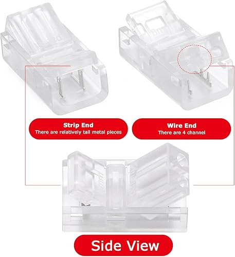 Miniatura 7 de 20 conectores de tira de luz LED RGB a cable, conector rápido LED, conectores adaptadores LED transparentes impermeables para conector de