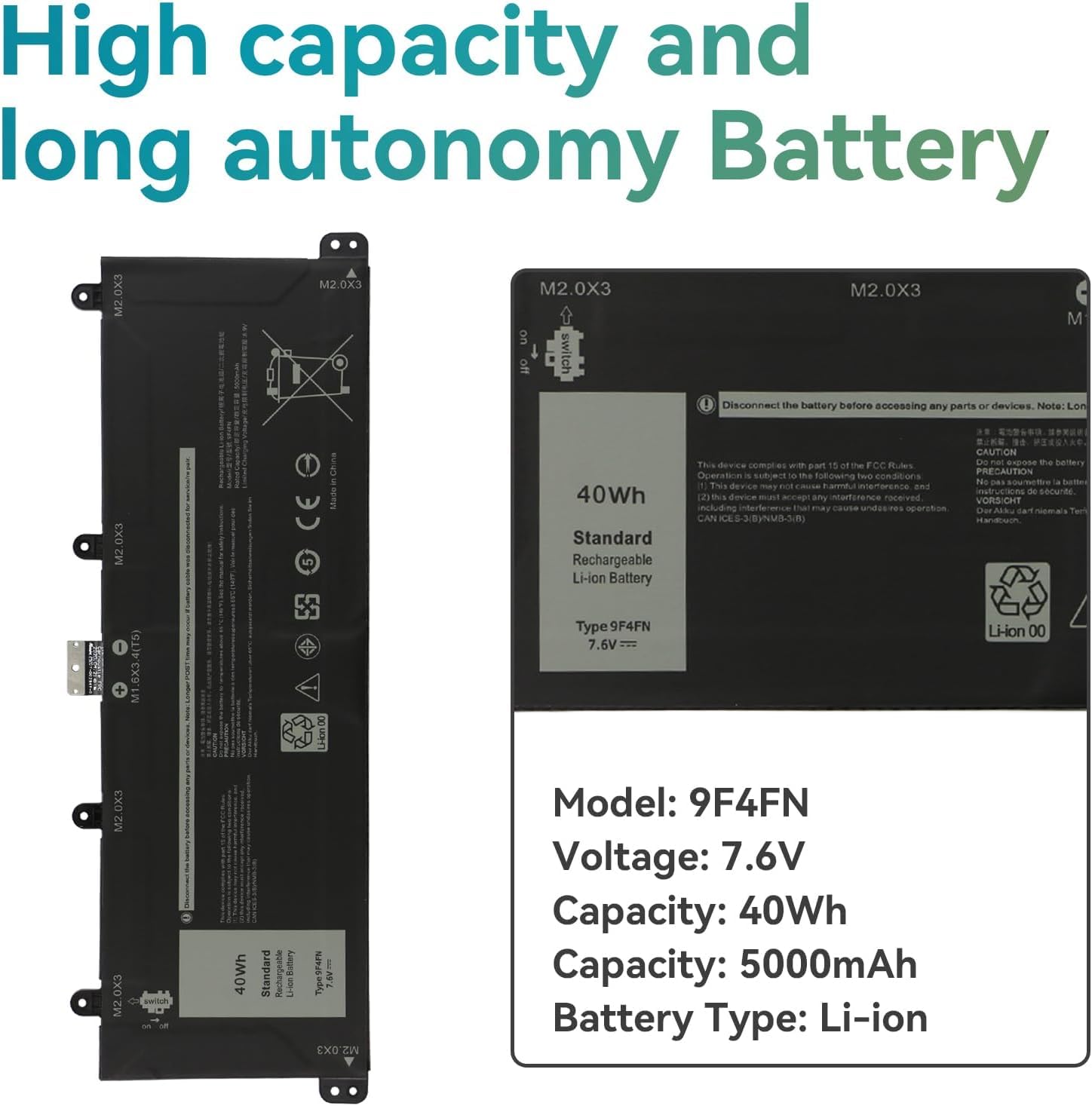 K KYUER 9F4FN Laptop Akku für Dell Inspiron 14 3420 Latitude 13 7320 Detachable Tablet P152G P22G T04H T04H001 P152G006 P22G001 P22G004 X28GR 2VKW9 8PK6G