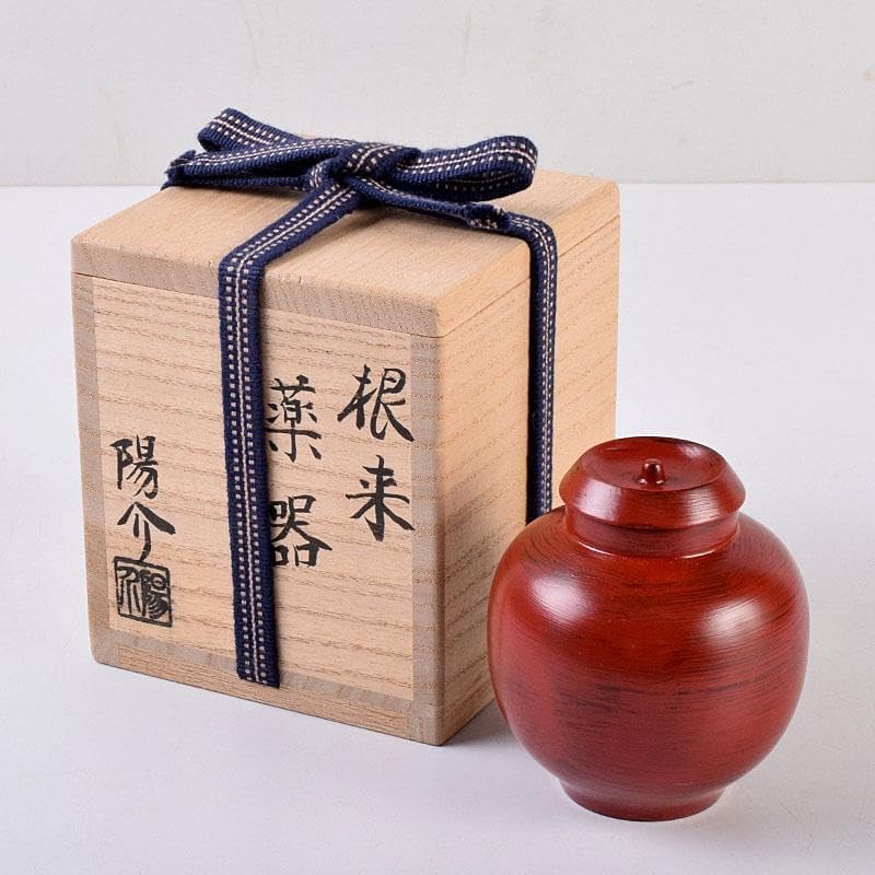 茶道具 根来塗 夏目陽介作 薬器 共箱 V 8479 茶道具 根来塗 夏目