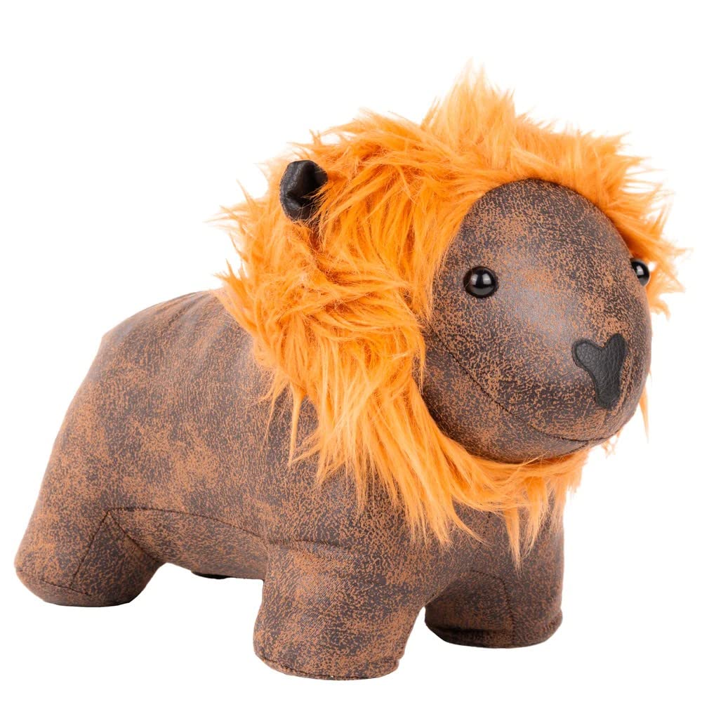 Paoletti Multicolour Faux Fur Lion Doorstop – Heavyweight, Sand Filled, Decorative Animal Door Stopper, Polyester, 22 X 24 X 15 Cm