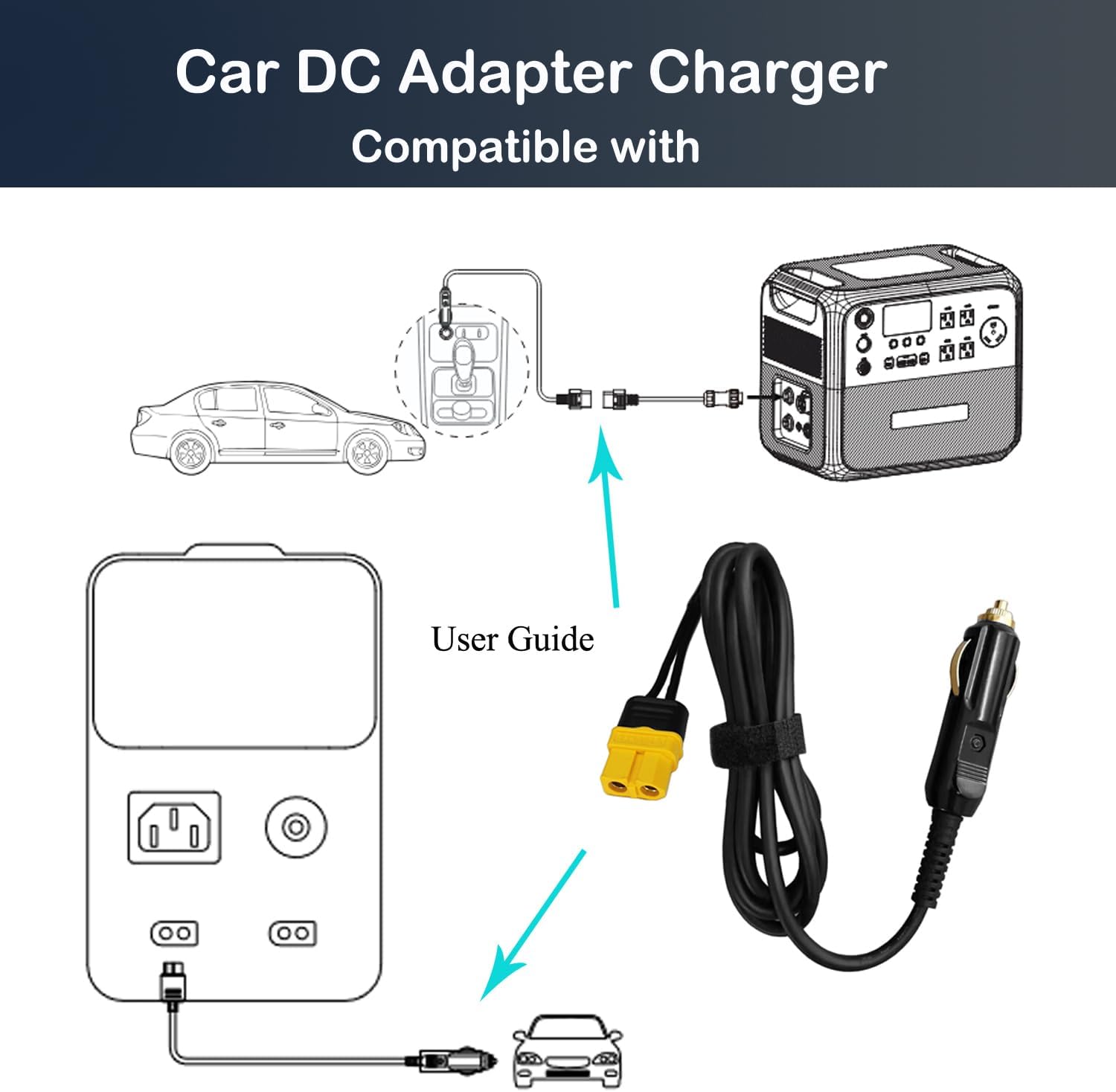 Car DC Charging Cable for Pecron F3000LFP F3000 LFP Portable Power Station image 2
