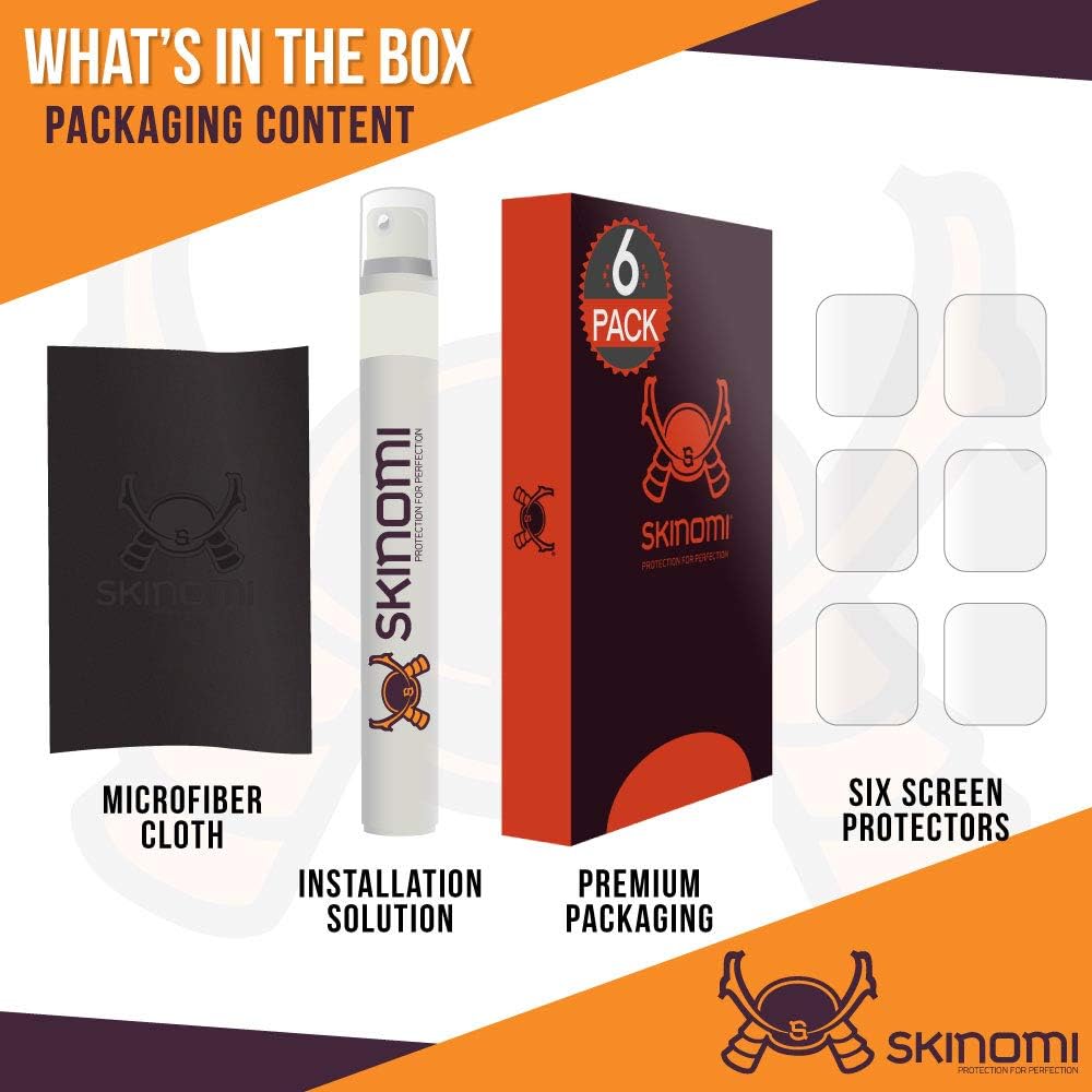 Skinomi TechSkin [6-Pack] (Slim Design) Clear Screen Protector for Apple Watch Series 4 (44mm) Anti-Bubble HD TPU Film