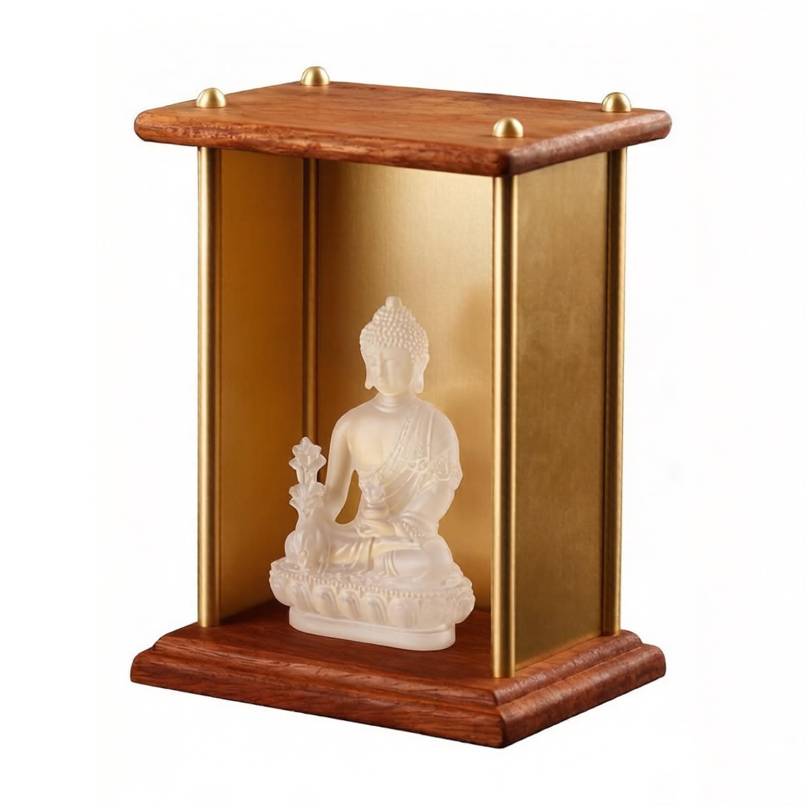 Mandir de prière hindou en bois et petit autel de méditation bouddhiste
