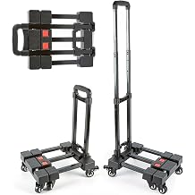 Foldable Hand Truck, 150KG Heavy Duty Platform Truck Utility Cart with 6 Wheels, Portable Luggage Cart for Luggage, Travel, Car, Shopping, Moving, Office
