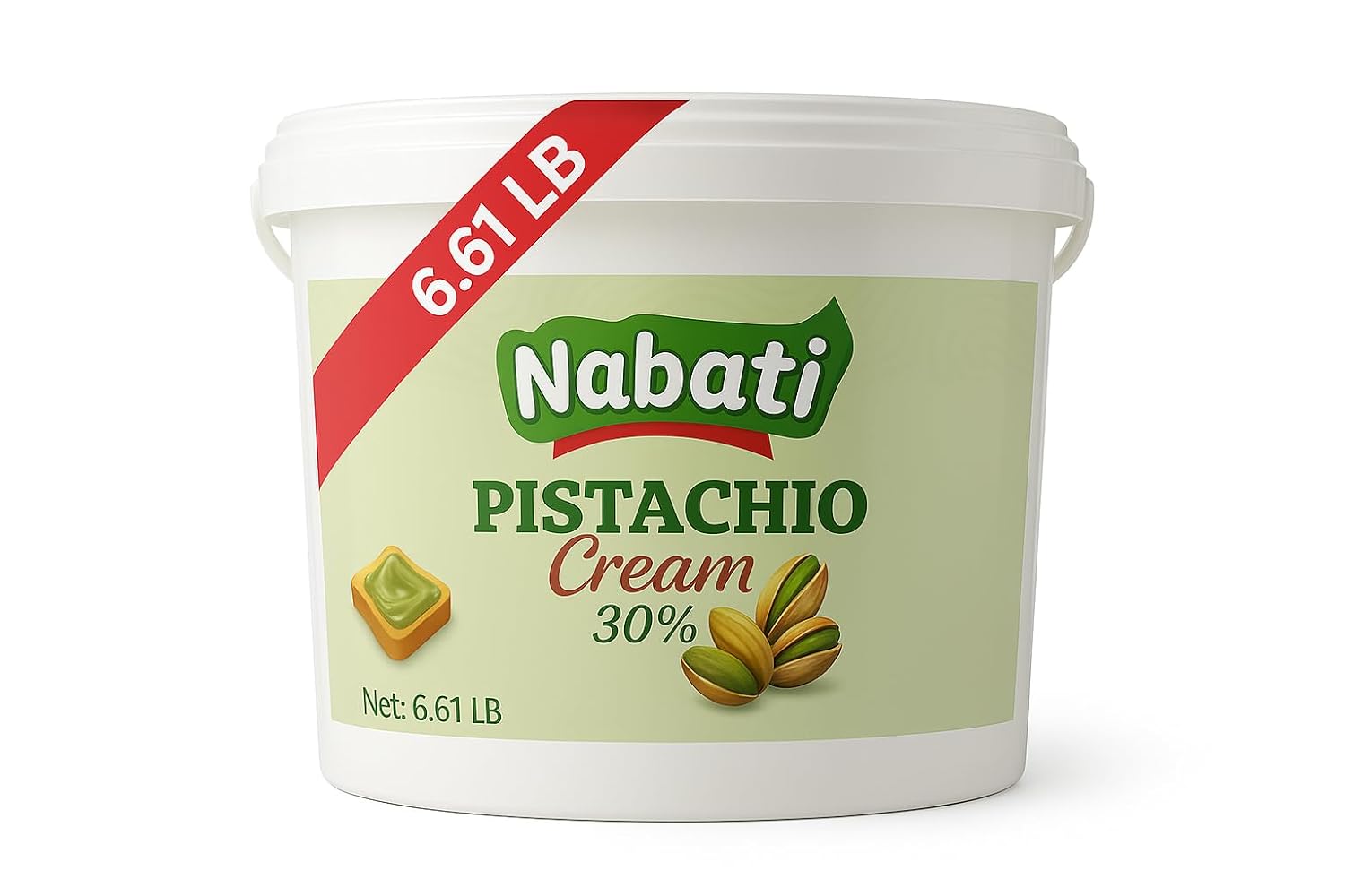 Nabati Pistachio Cream Spread, 30% Real Pistachios, 3kg(6.61 LB) Bulk Container