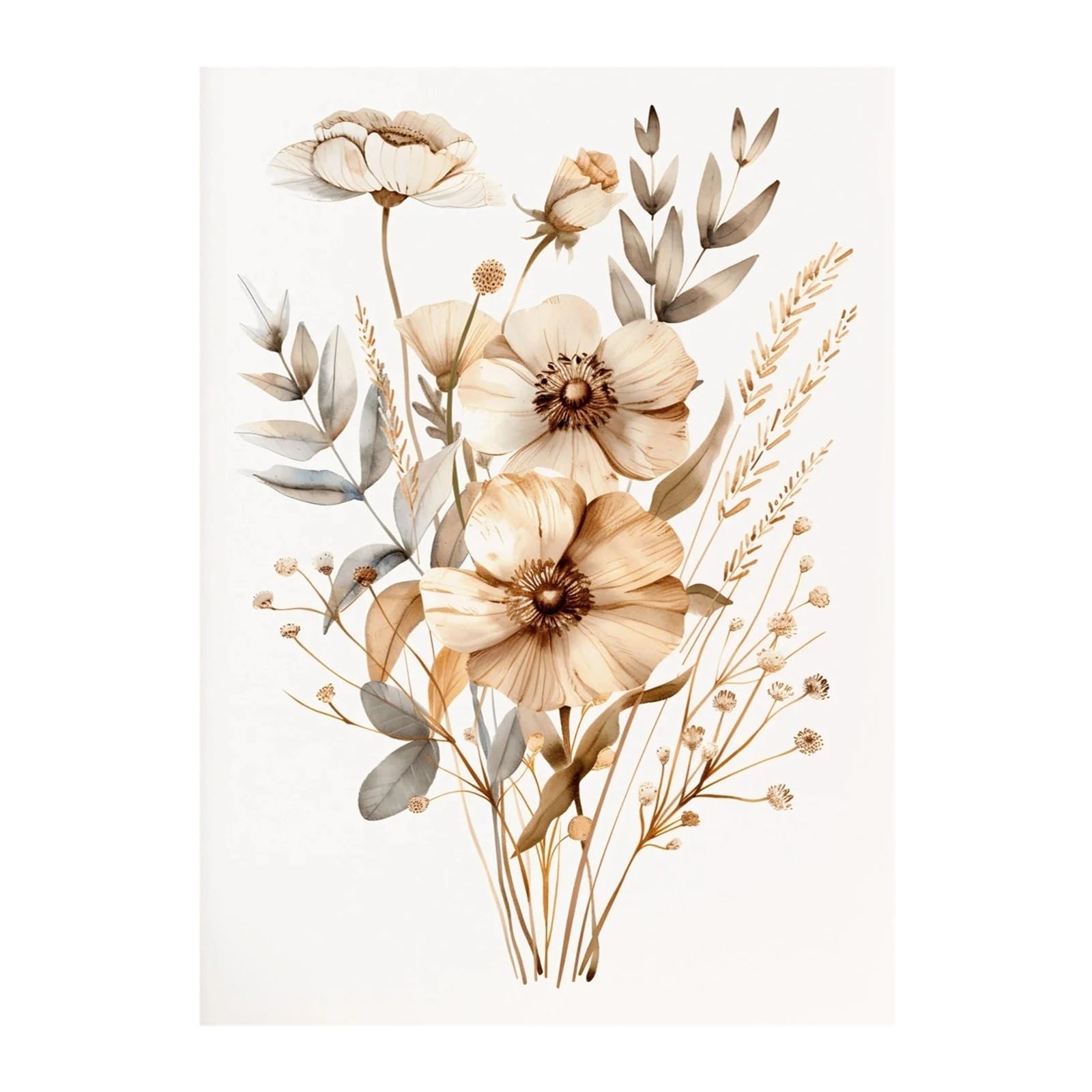 Graiting 1pc Meadow Botanical Wildflower Floral Pink Flowers Poster Canvas Painting Print For Living Room Home Decor(7,20x30cm)