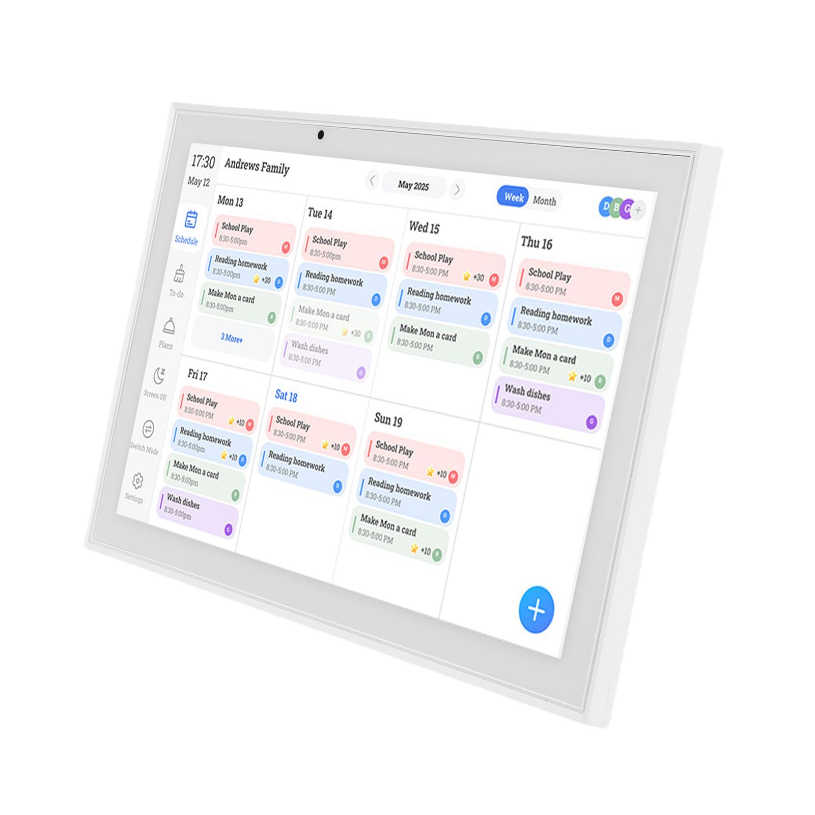 Socobeta Calendario Digitale da 10,1 Pollici Touch Screen Smart Family Planner per Grafico Interattivo dei Lavori Domestici e Gestione delle attività Bianco (Spina UE 100-240 V)