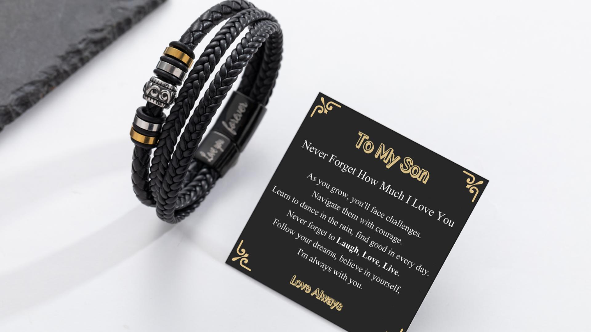 Pulsera para hombre de cuero BMMYE regalo de graduación miniatura 7
