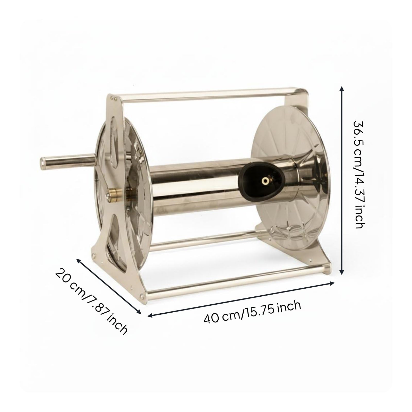 Avvolgitubo in Acciaio Inox Avvolgitubo su Carrello Portatubo da Giardino Supporto Tubo Carrello Mobile per Irrigazione Struttura Resistente per