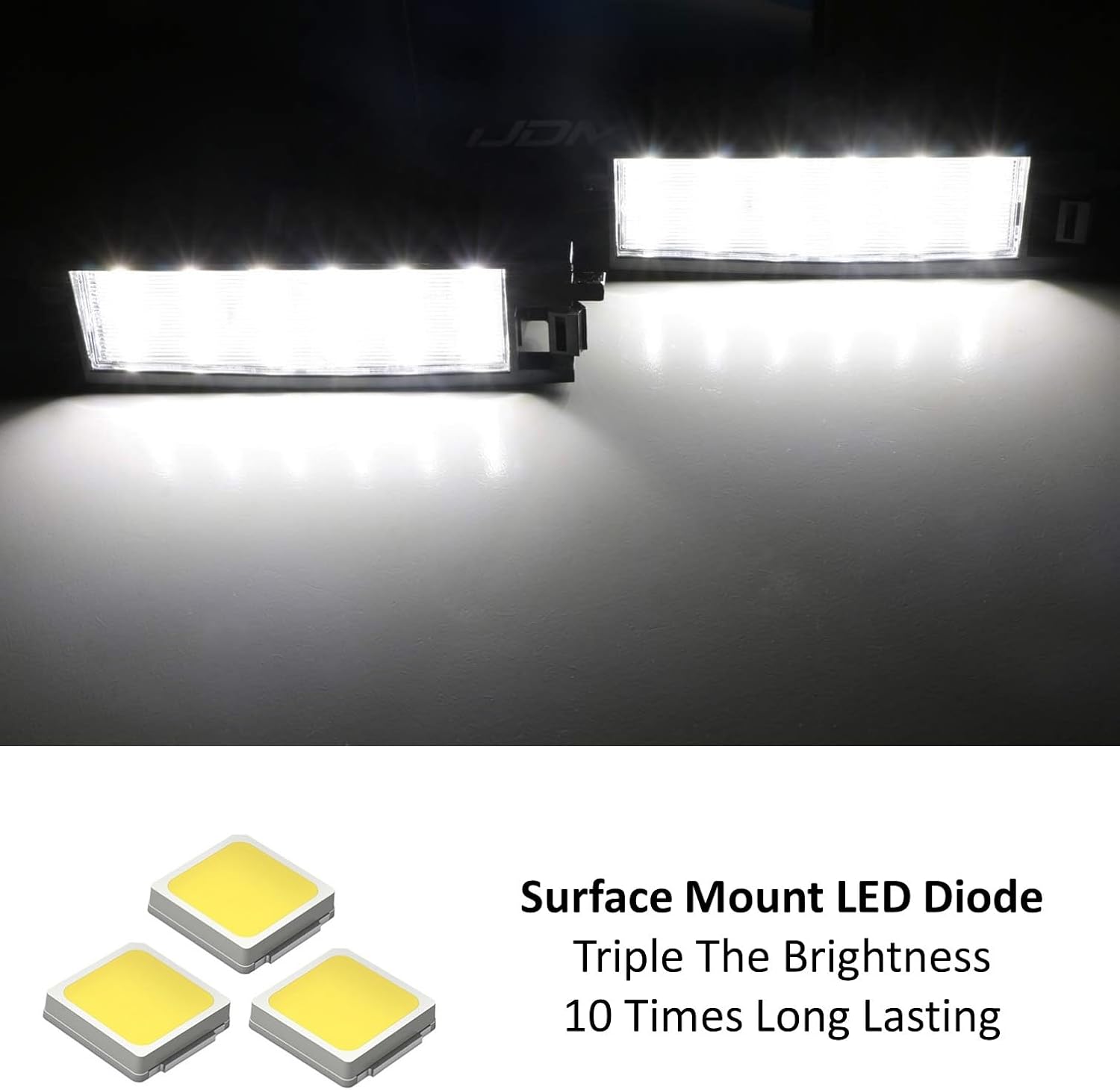 iJDMTOY OEM-Fit 3W Full LED License Plate Light Kit Compatible With 2006-2012 Toyota RAV4 (XA30), Powered by 18-SMD Xenon White LED Diodes