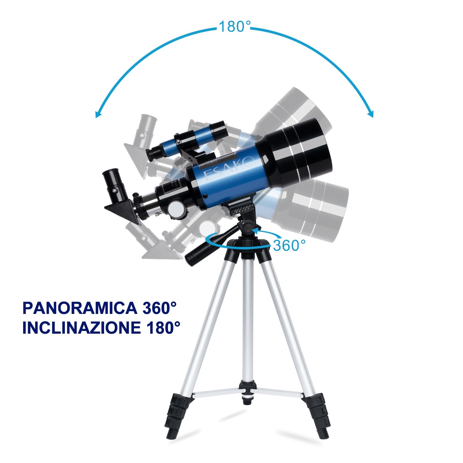 ESAKO Telescopio per Bambini e Principianti, Astronomico Rifrattore da 70 mm con 3 Oculari, Treppiede Regolabile e Adattatore per Telefono