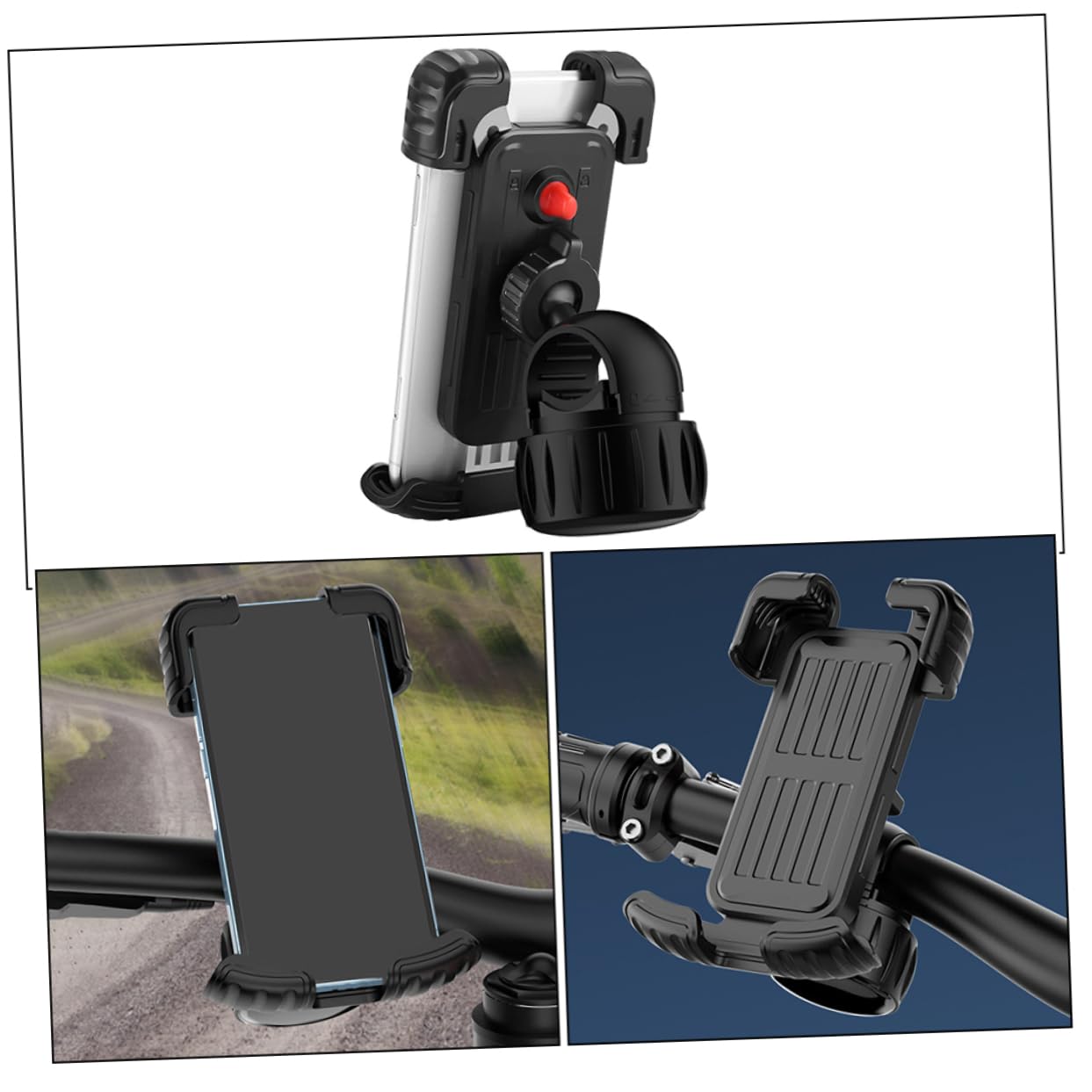 Uonlytech 4pièces Support De Téléphone pour Guidon De Et Vélo Support Antivibrations avec Fonction Antidérapante pour Navigation Cyclisme pour Smartphones Installation