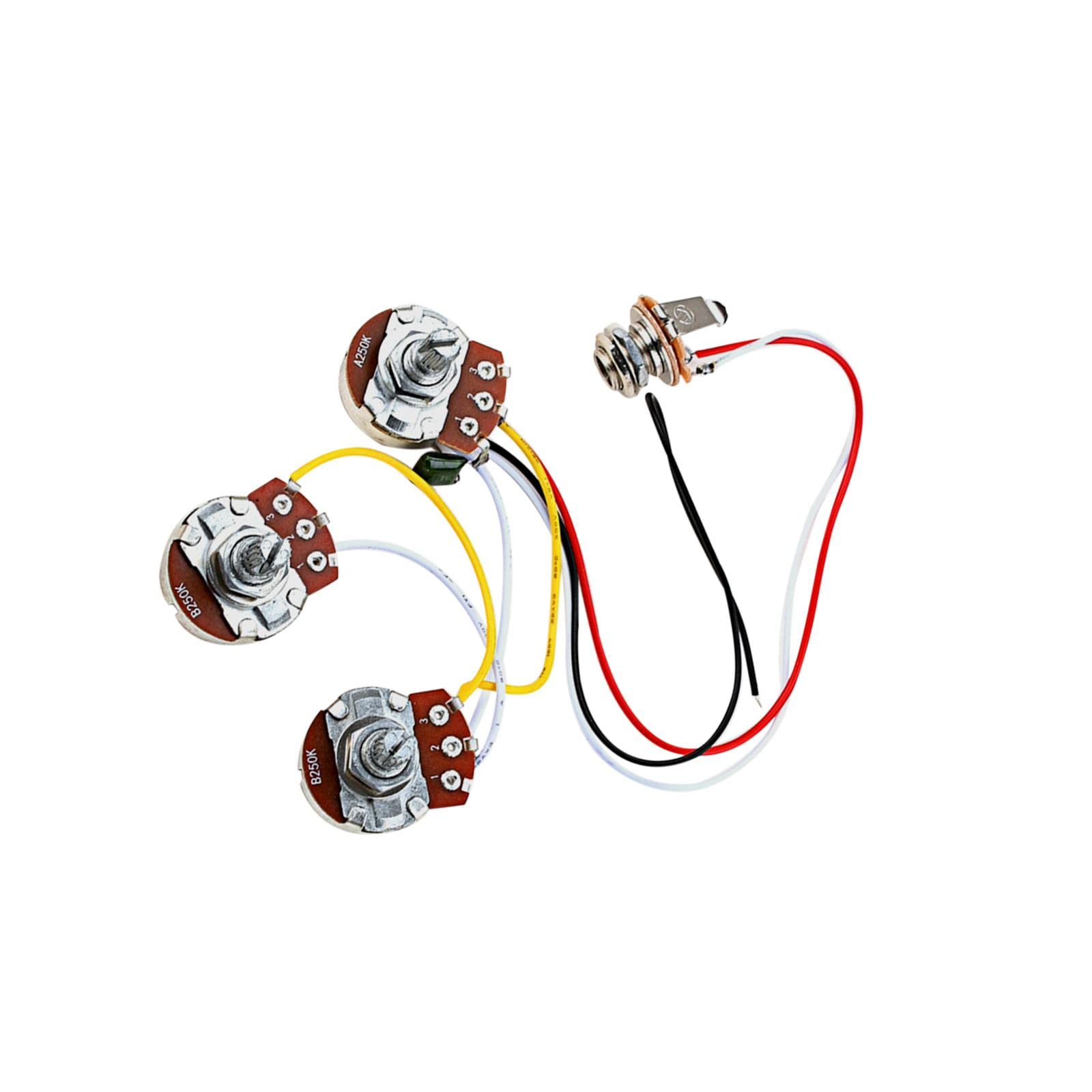Juego de 5 potenciómetros eléctricos A250K+B250K precableados para accesorio de guitarra eléctrica