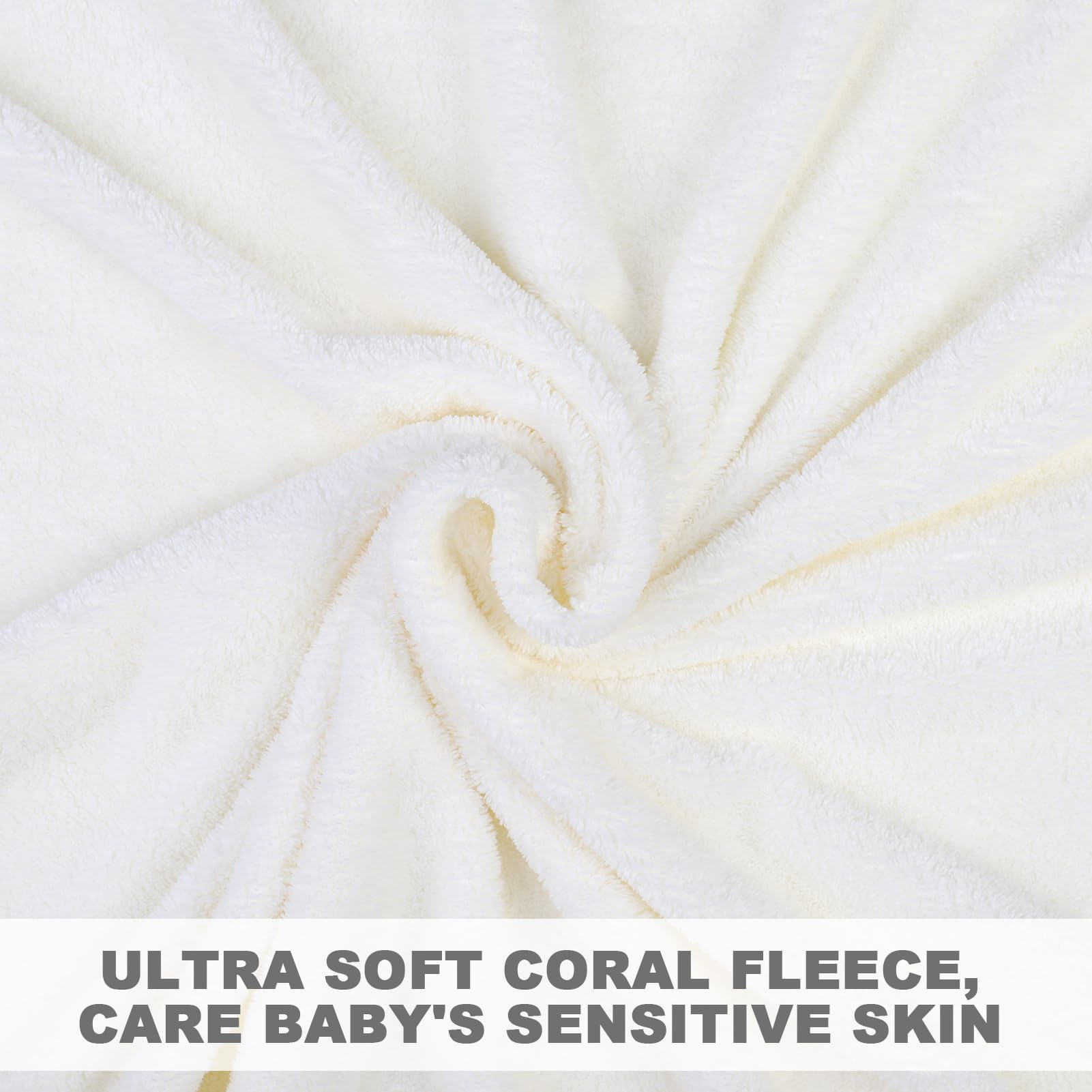 Lvefyti Serviette de bain à capuche pour bébé - 80 x 80 cm - En polaire corail - Pour bébé nouveau-né - Blanc