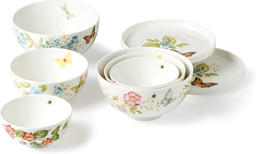 Amazon.com | Lenox Butterfly Meadow Luna Nesting Dinnerware Set