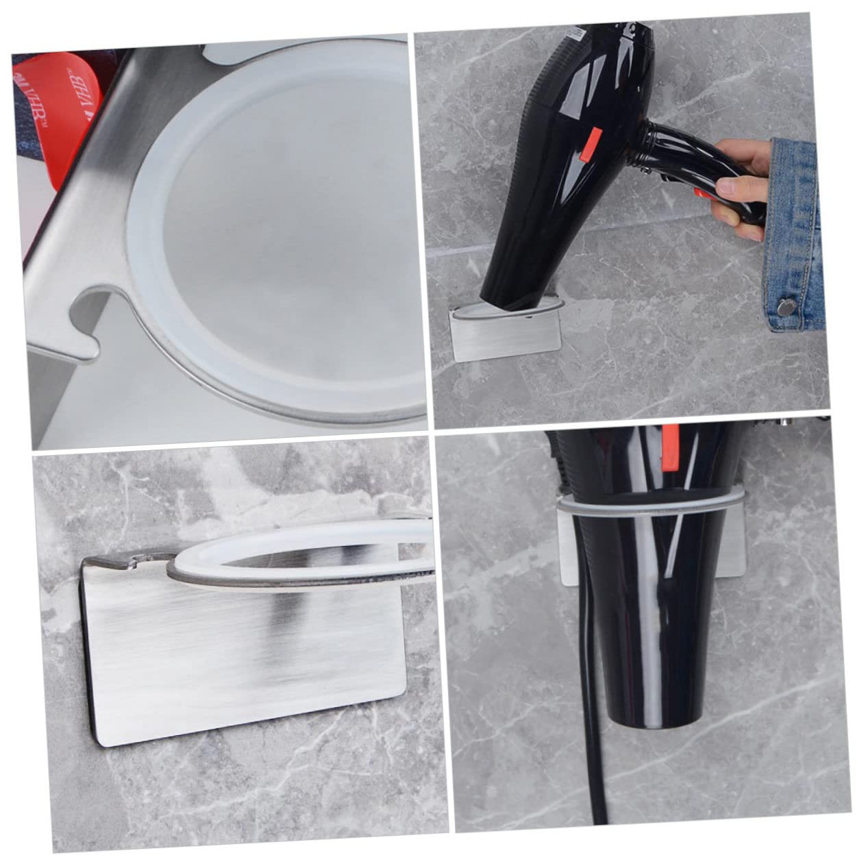 Didiseaon 3pezzi Portasciugacapelli Acciaio Inossidabile Foratura Per Asciugacapelli Design e Per Bagno e Casa