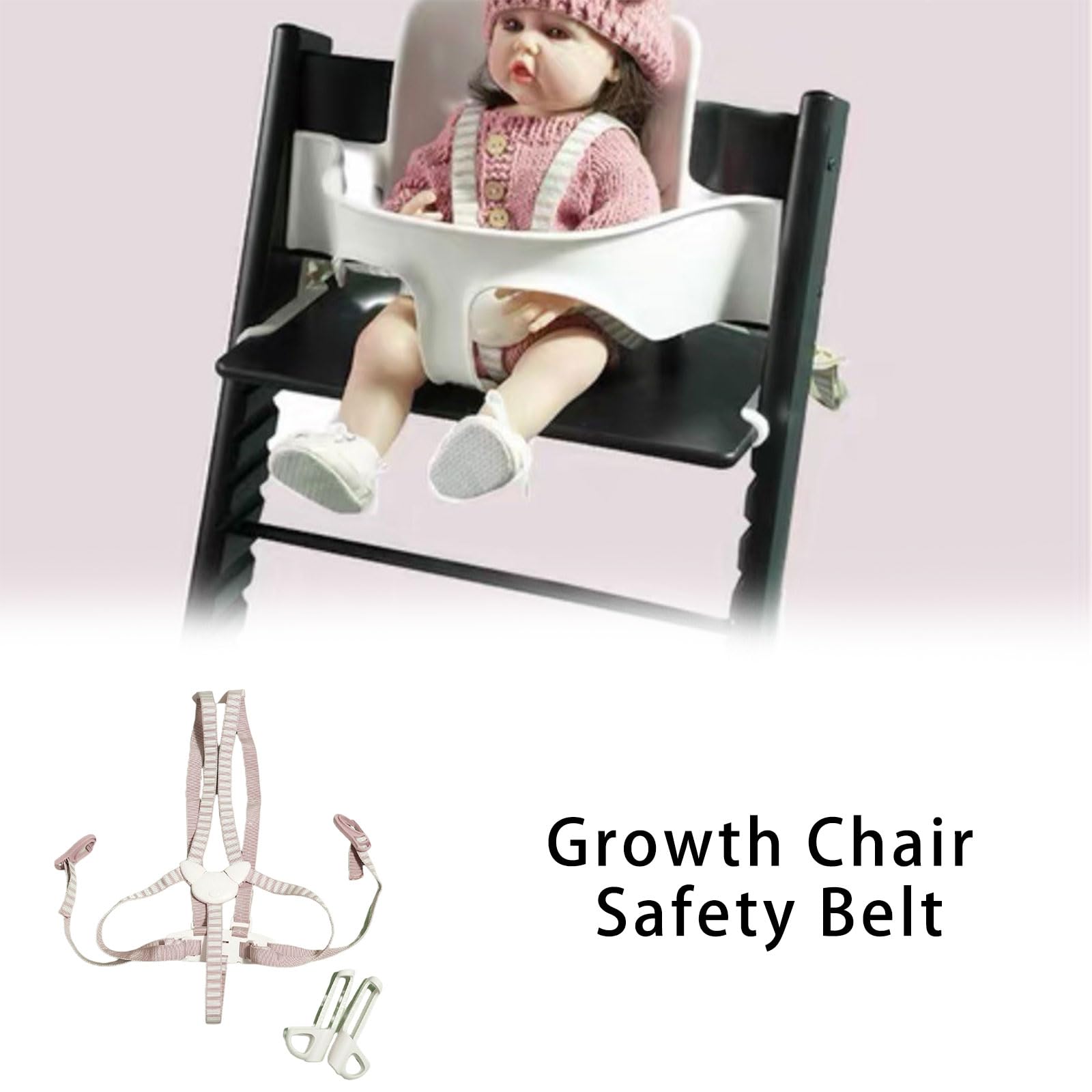 Arnés ajustable para sillas altas modelo dedicado, tela de nailon suave, ajuste seguro para niños pequeños