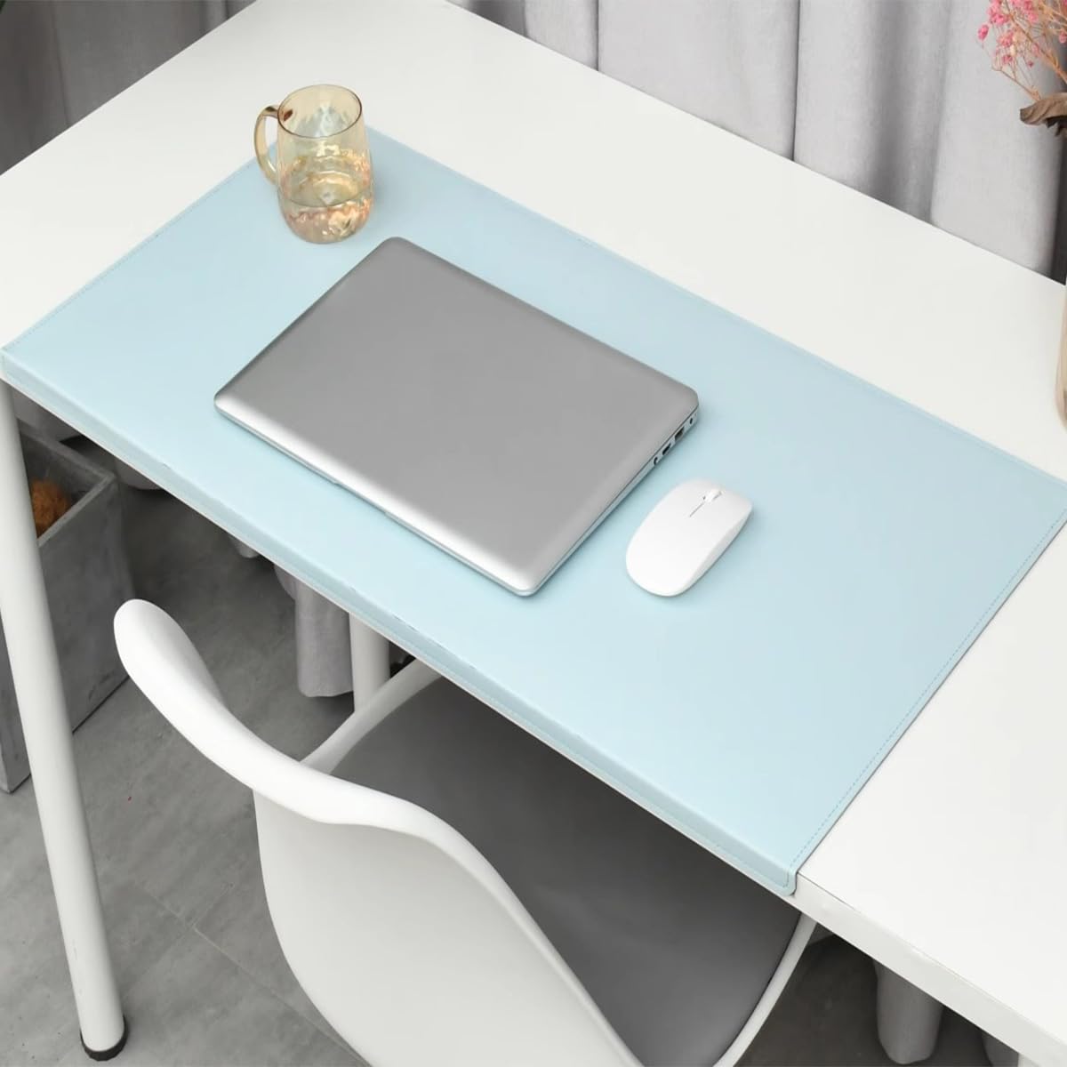 Tappetino da scrivania con protezione dei bordi, grande tappetino per mouse, in pelle PU, con blocco con bordo antiscivolo, per casa, ufficio, accessori da scrivania, scrittura, lavoro, studio