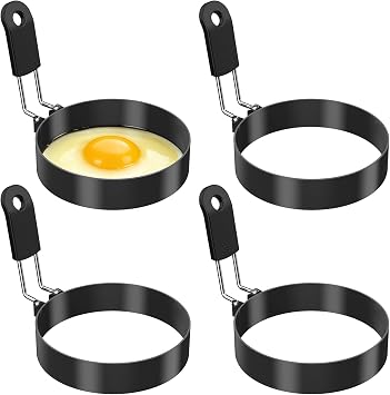 NileHome 3.5" Nonstick Egg Rings Set of 4,Black