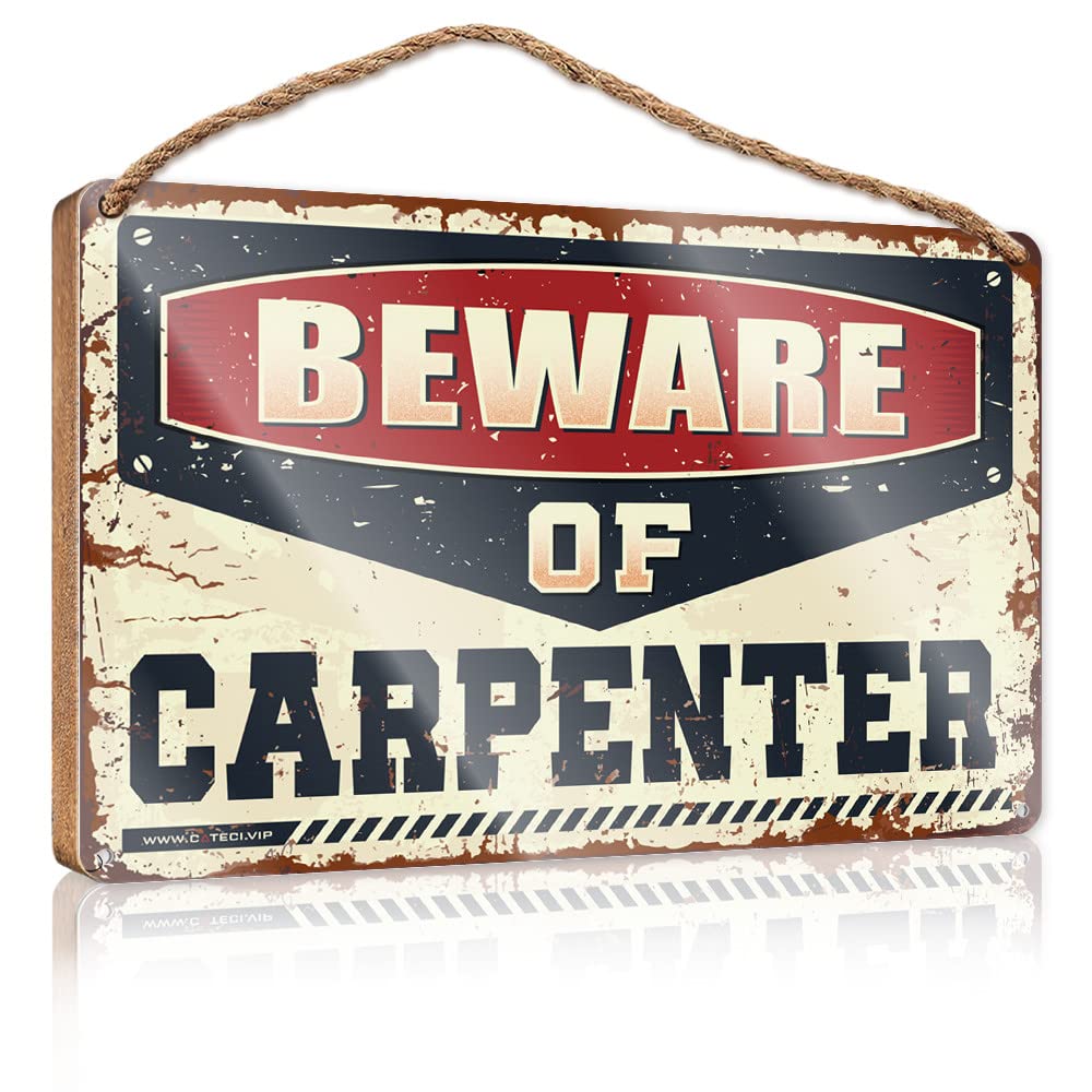 Dtha One Color Funky Home Decor Beware Of Carpenter Wooden Sign Hippie Decor Home Sign For Front Porch(15X28cm)
