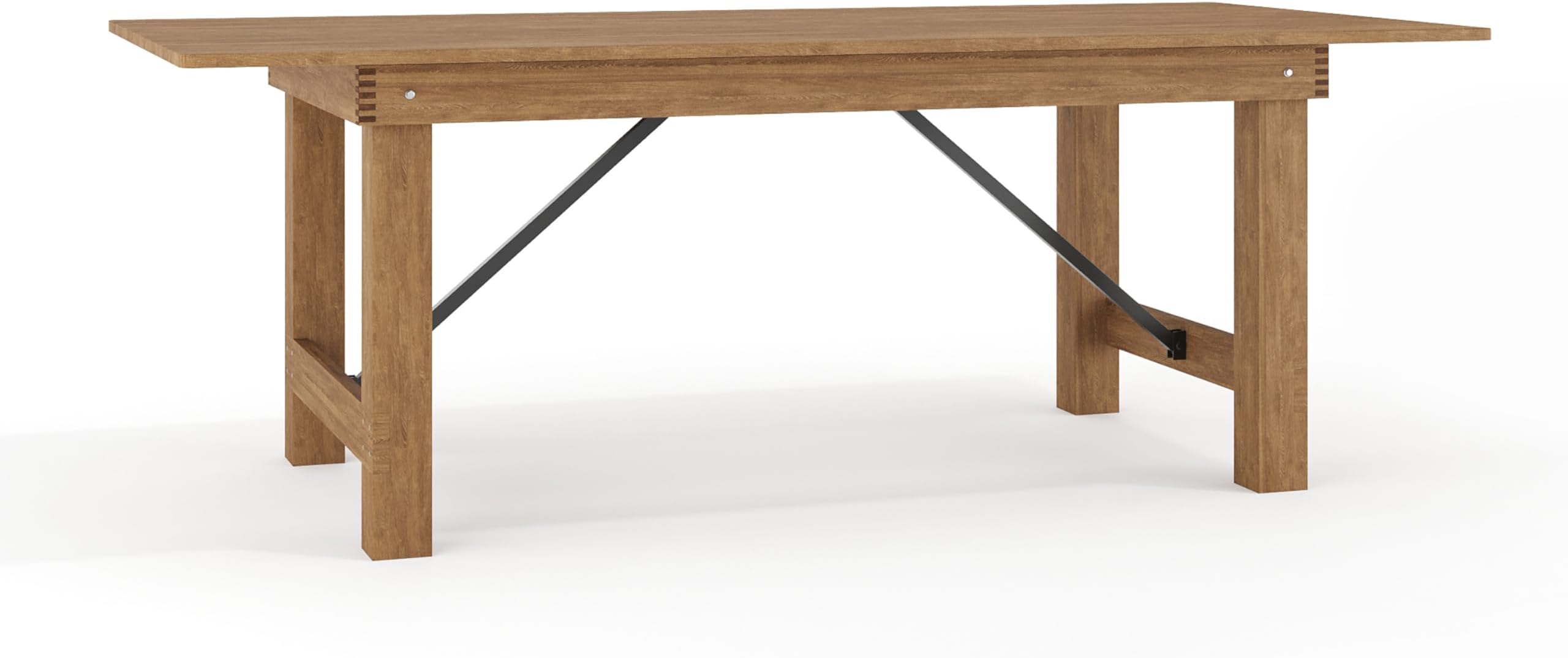 Hercules Series 7' x 40" Rustic Solid Pine Folding Dining Table, Rectangular Antique Farmhouse Dining and Event Extension Table