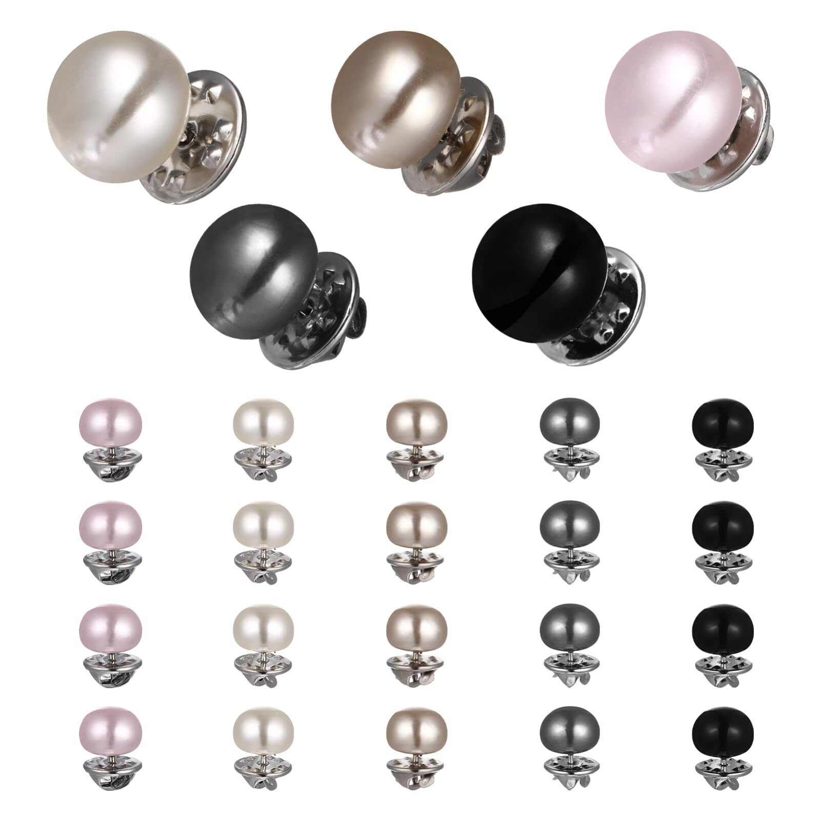 Tofficu 25Pcs Anti Exposure Brooch Pins for Women Clothes Pearl-Like Button Clips for Shirts Skirts Cardigans Secure Modesty Cover up Buttons Elegant Accessories