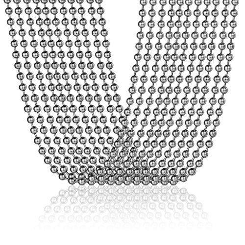 COCO Park 316L Stainless Steel 24 Inch Military Bamboo Chain Necklace - Pet Tag Bead Chain Necklace 10pcs/Pack (Bead Ball Chain)â€¦