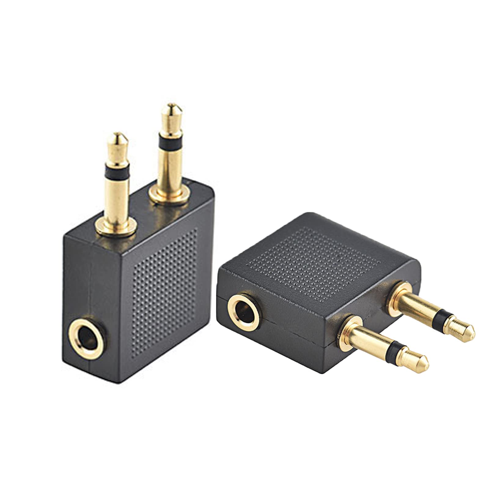 Airplane Headphone Adaptor, 2 PCS Airline Headphone Adapter Gold Plated Headphone Airplane Adapter Works Wireless Airplane Adapter Airplane Adapter for Headphone 3.5mm Mono Jack Plugs to 3.5mm