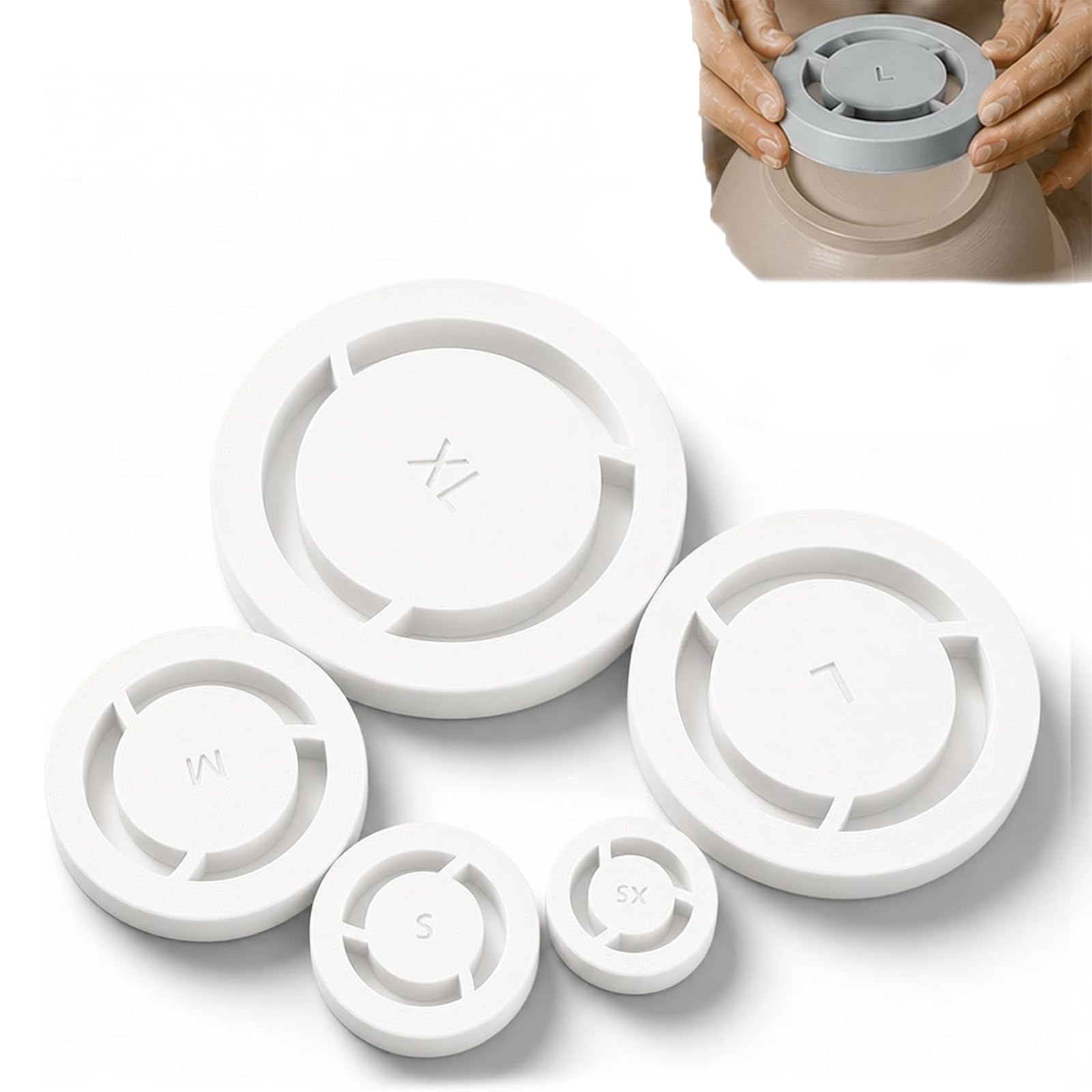 Pottery Foot Ring Tool Clay Base Aligner for Ceramic, Clay Base Maker Press for Even Ceramic, Aligned Foot Ring Template for Ceramics, Soft to Leather Clays Foots Rings Tool, for Bowls, Mugs (#B)