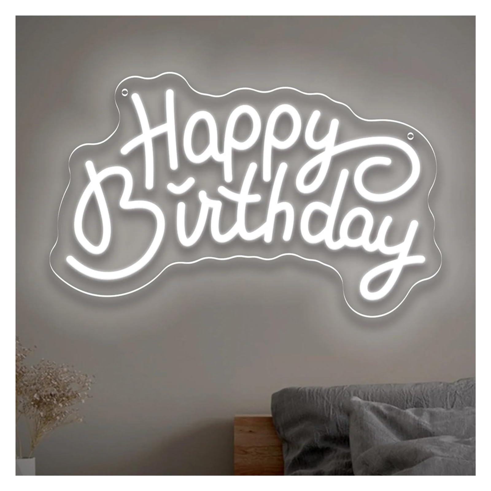 Sign Lamp Happy Birthday Neon Sign LED Light Dimmable for Restaurant Man Cave Bedroom Hotel Shop Bar Birthday Decor 40.6cmx25.3cm