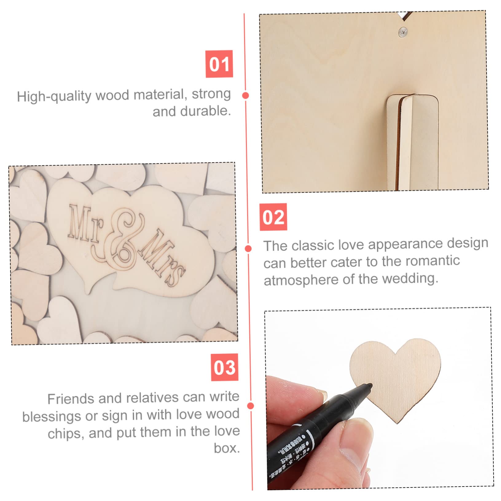 Alipis Herzförmige Hochzeitssignaturbox 1 Satz, Selbstgemacht | Abschlussfeier, Holzchips Inklusive, Dekorativer Effekt, Romantisch und Einzigartig, Kreative Gästesignatur Lösung